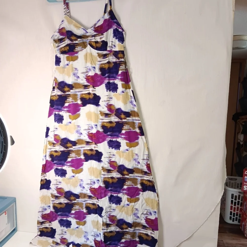 Women's maxi Sundress tie-dye style print Sleeveless Beach Rayon sz M. - Picture 17 of 17